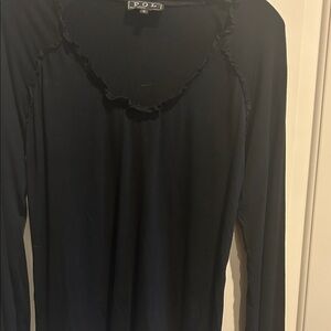 POL Women's Black Long Sleeve Top with lace accents size small NWOT